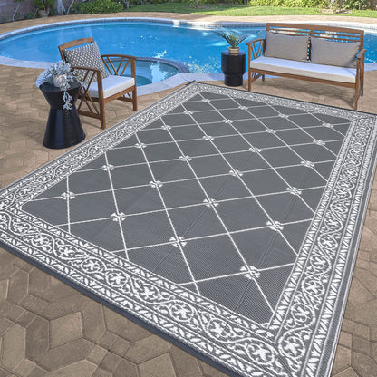 Outdoor Rugs Loomed Rectangular Classic Trellis Waterproof Quick Dry Patio Mats