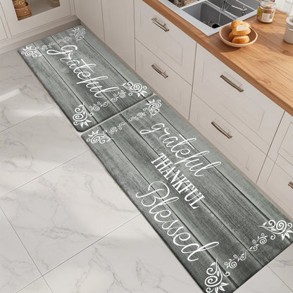 HEBE Farmhouse Kitchen Rug Set of 2, Non-Slip Anti-Fatigue Waterproof Cushioned Mat for Kitchen, Dining & Laundry Room, 18"x30"+18"x48"
