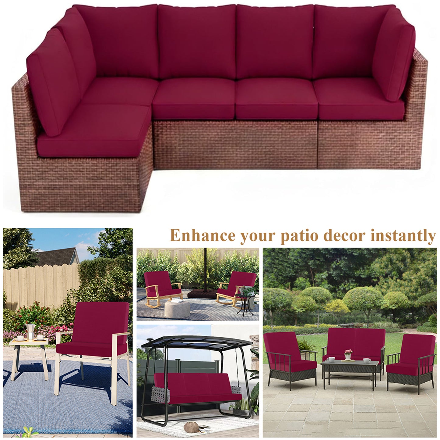 HEBE Stretch Patio Cushion Covers Set 12pcs,Waterproof Outdoor Couch Covers Replacement