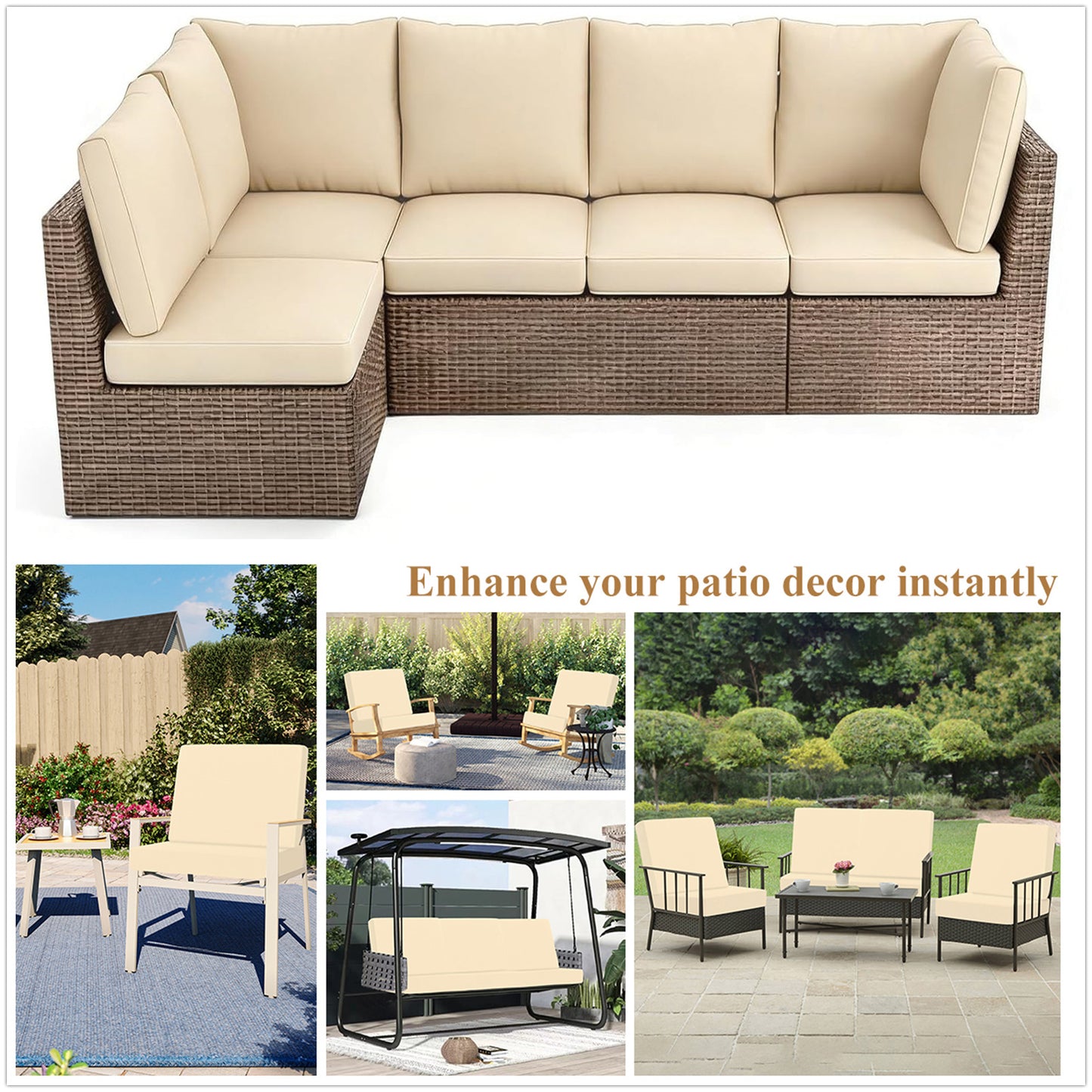 HEBE Stretch Patio Cushion Covers Set 12pcs,Waterproof Outdoor Couch Covers Replacement