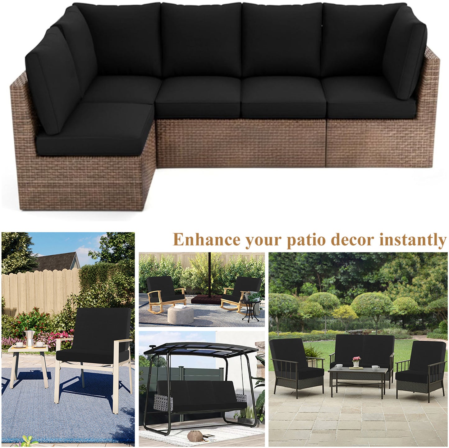 HEBE Stretch Patio Cushion Covers Set 12pcs,Waterproof Outdoor Couch Covers Replacement