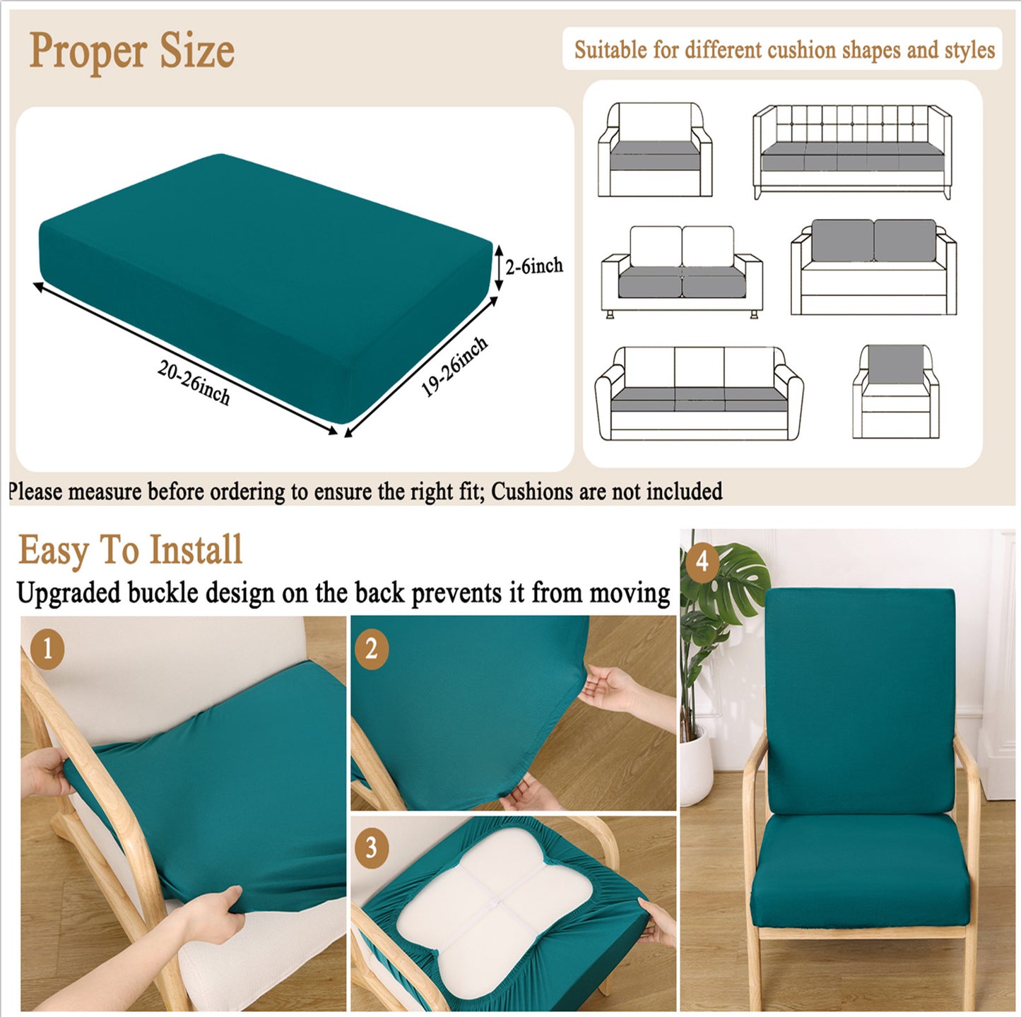HEBE Stretch Patio Cushion Covers Set 12pcs,Waterproof Outdoor Couch Covers Replacement