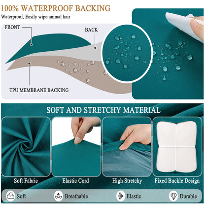 HEBE Stretch Patio Cushion Covers Set 12pcs,Waterproof Outdoor Couch Covers Replacement