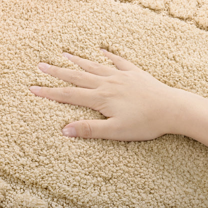 HEBE Bathroom Rugs Set of 4 Piece, Bath Mats, Microfiber Non Slip Shaggy Ultra Soft Bathroom Runner with U Shaped Contour Toilet Mat for Bathroom, Shower Inside Floor, Beige