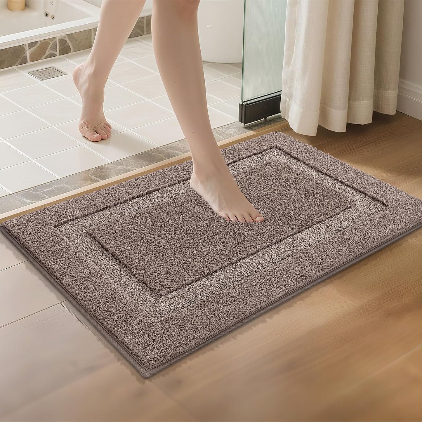 Bathroom Rugs Sets 2 Pieces Absorbent Non Slip Washable Shaggy Bath Mats Solid