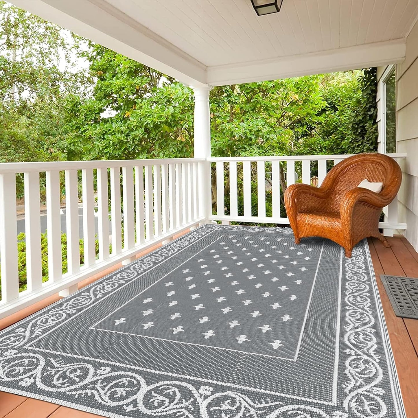 Waterproof Outdoor Rug, Reversible Outdoor Plastic Straw Rug, Large Outdoor Patio Rug, RV Mat Outside, Indoor Outdoor Rugs for Patio, RV, Balcony, Deck, Picnic, Backyard, Porch