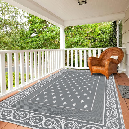 Waterproof Outdoor Rug, Reversible Outdoor Plastic Straw Rug, Large Outdoor Patio Rug, RV Mat Outside, Indoor Outdoor Rugs for Patio, RV, Balcony, Deck, Picnic, Backyard, Porch
