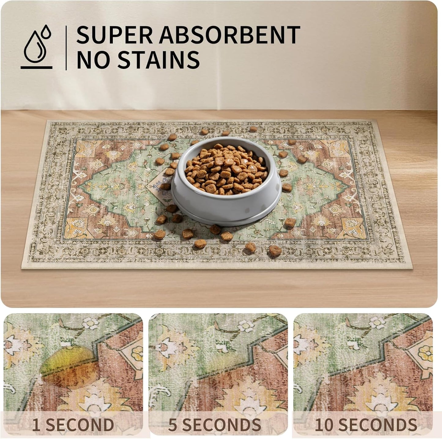 Washable Pet Bowl Mats Boho Non-Slip Feeding Mat