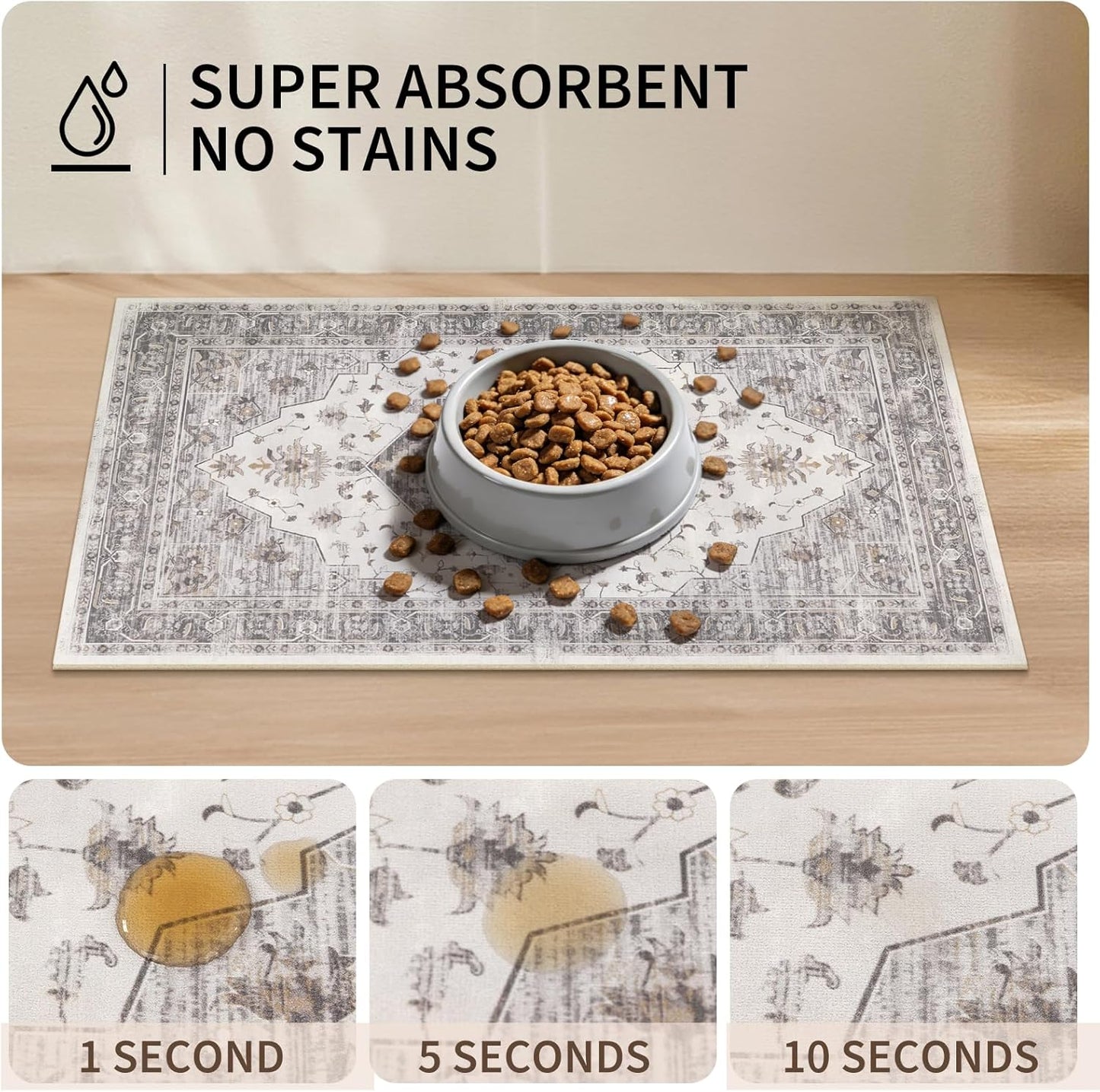 Washable Pet Bowl Mats Boho Non-Slip Feeding Mat