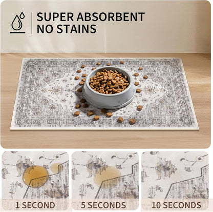 Washable Pet Bowl Mats Boho Non-Slip Feeding Mat