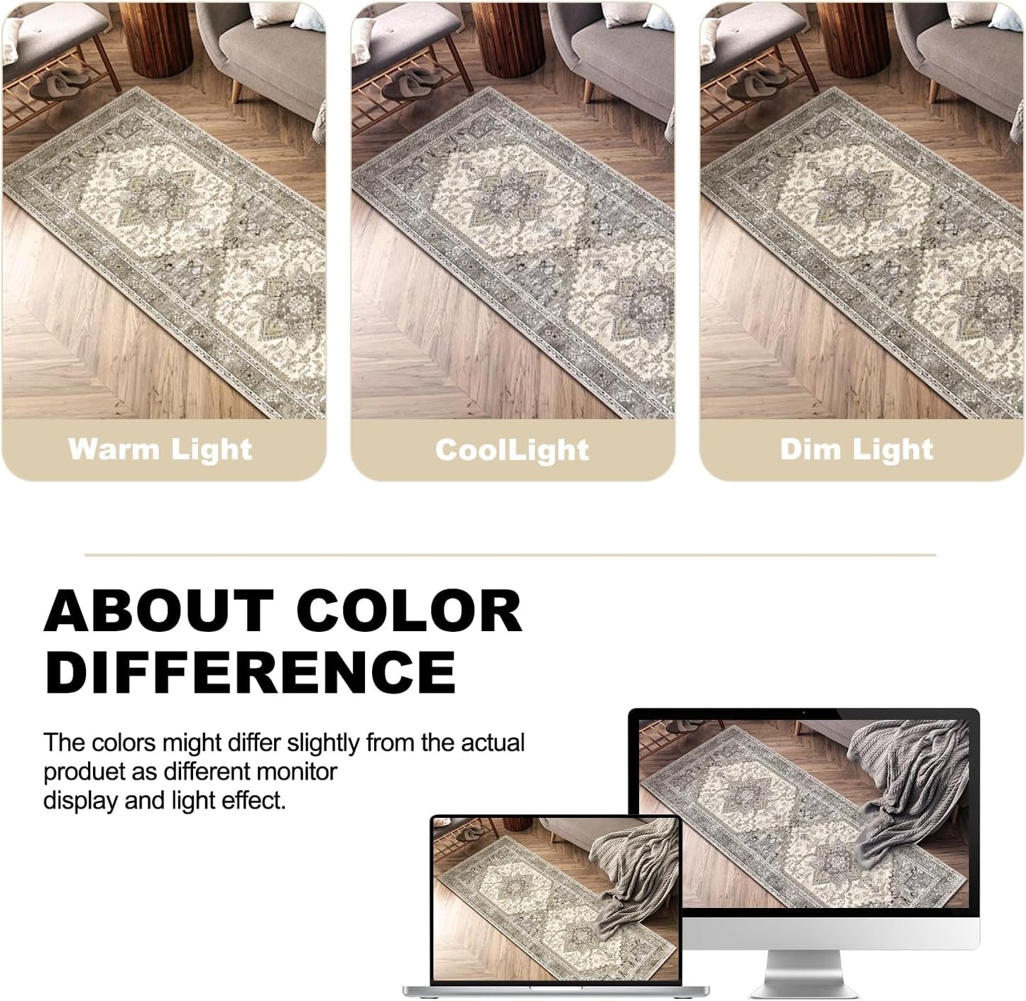 HEBE 3 Piece Non Slip Kitchen Rugs Set