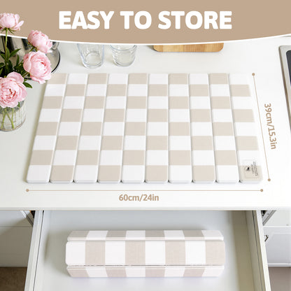 HEBE Stone Drying Mat for Kitchen Counter, Foldable Ultra Absorbent Stone Drying Mat