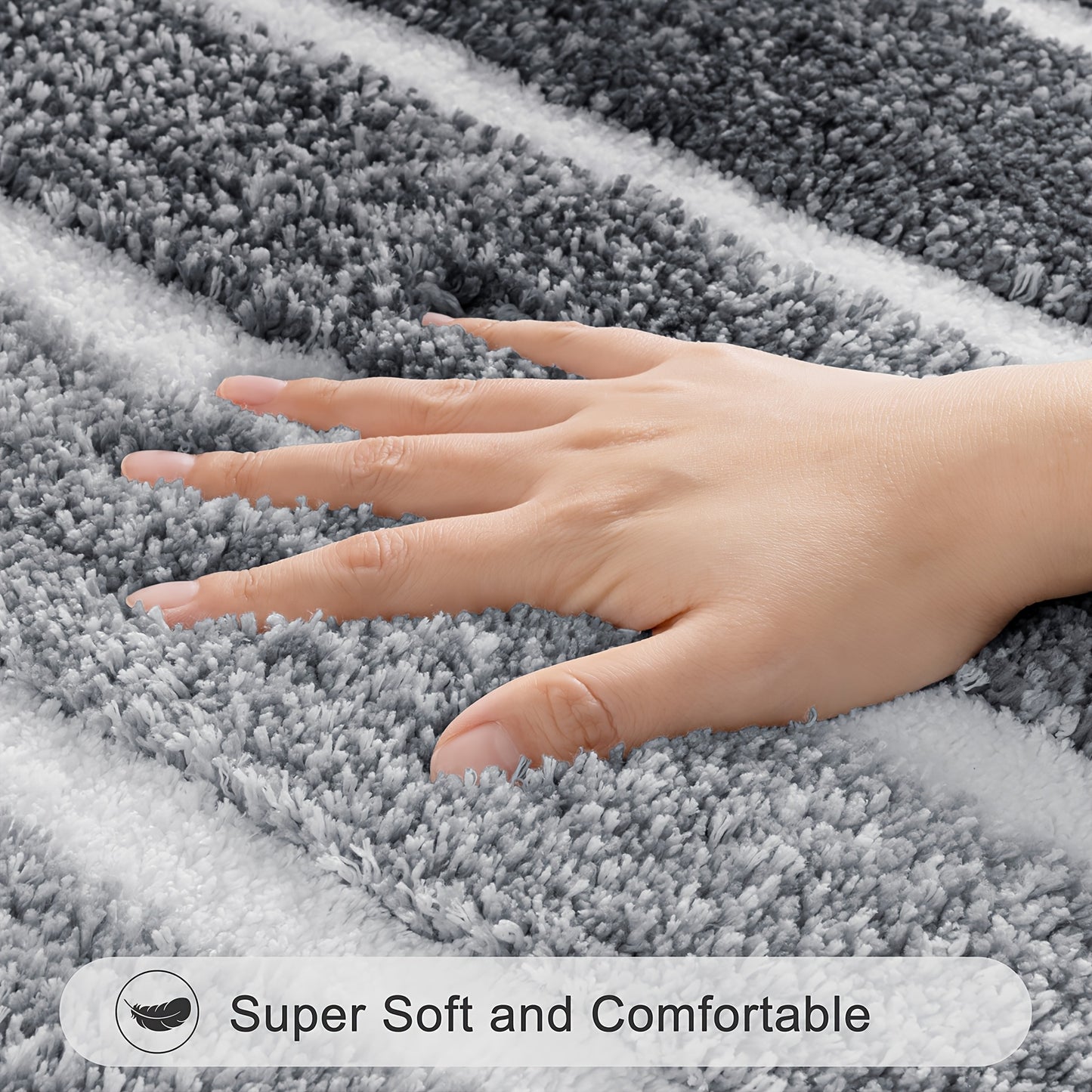 Bathroom Rugs Sets 3 Piece Bathroom Shower Rugs with U-Shaped Contour Toilet Mat   Absorbent Microfiber Plush Bath Mats Non Slip Bath Rug Machine Washable Shaggy Bath Mat   Set