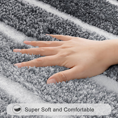 Bathroom Rugs Sets 3 Piece Bathroom Shower Rugs with U-Shaped Contour Toilet Mat   Absorbent Microfiber Plush Bath Mats Non Slip Bath Rug Machine Washable Shaggy Bath Mat   Set