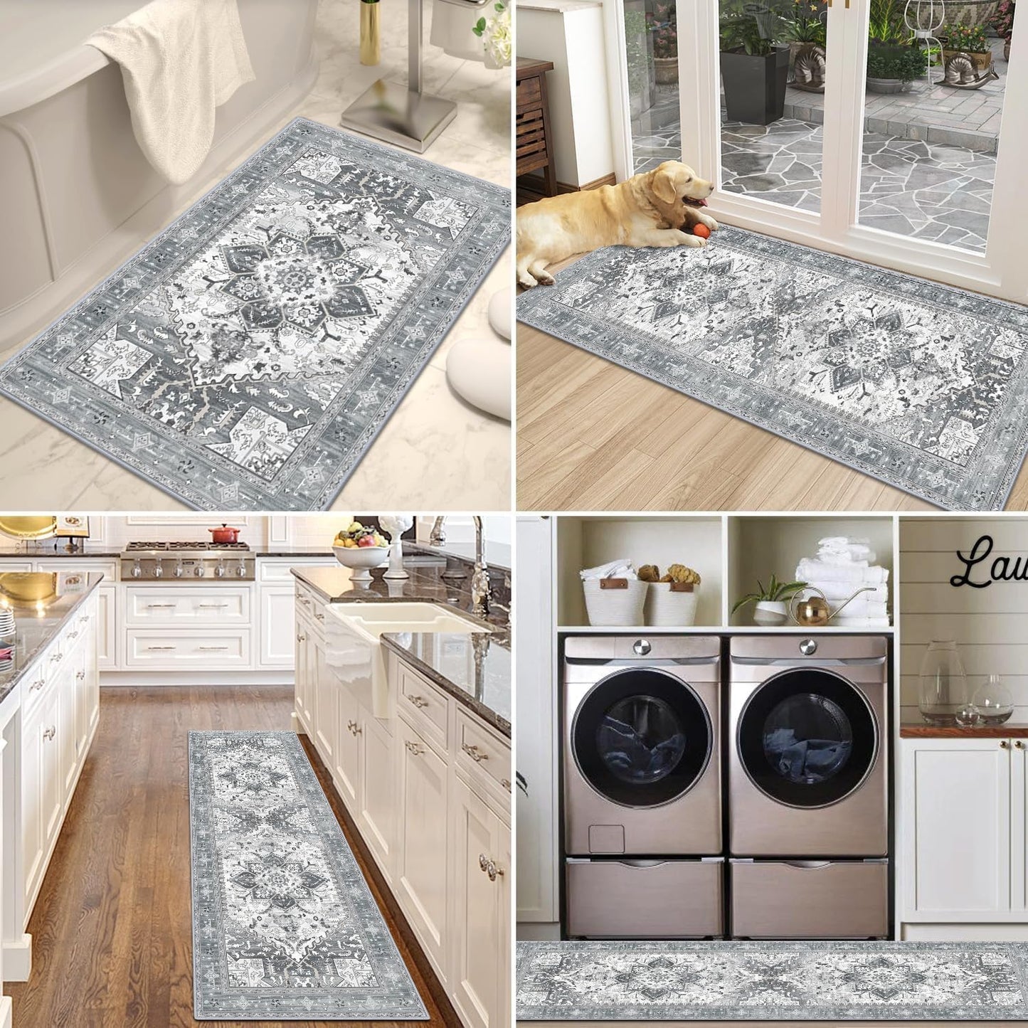 HEBE 3 Piece Non Slip Kitchen Rugs Set