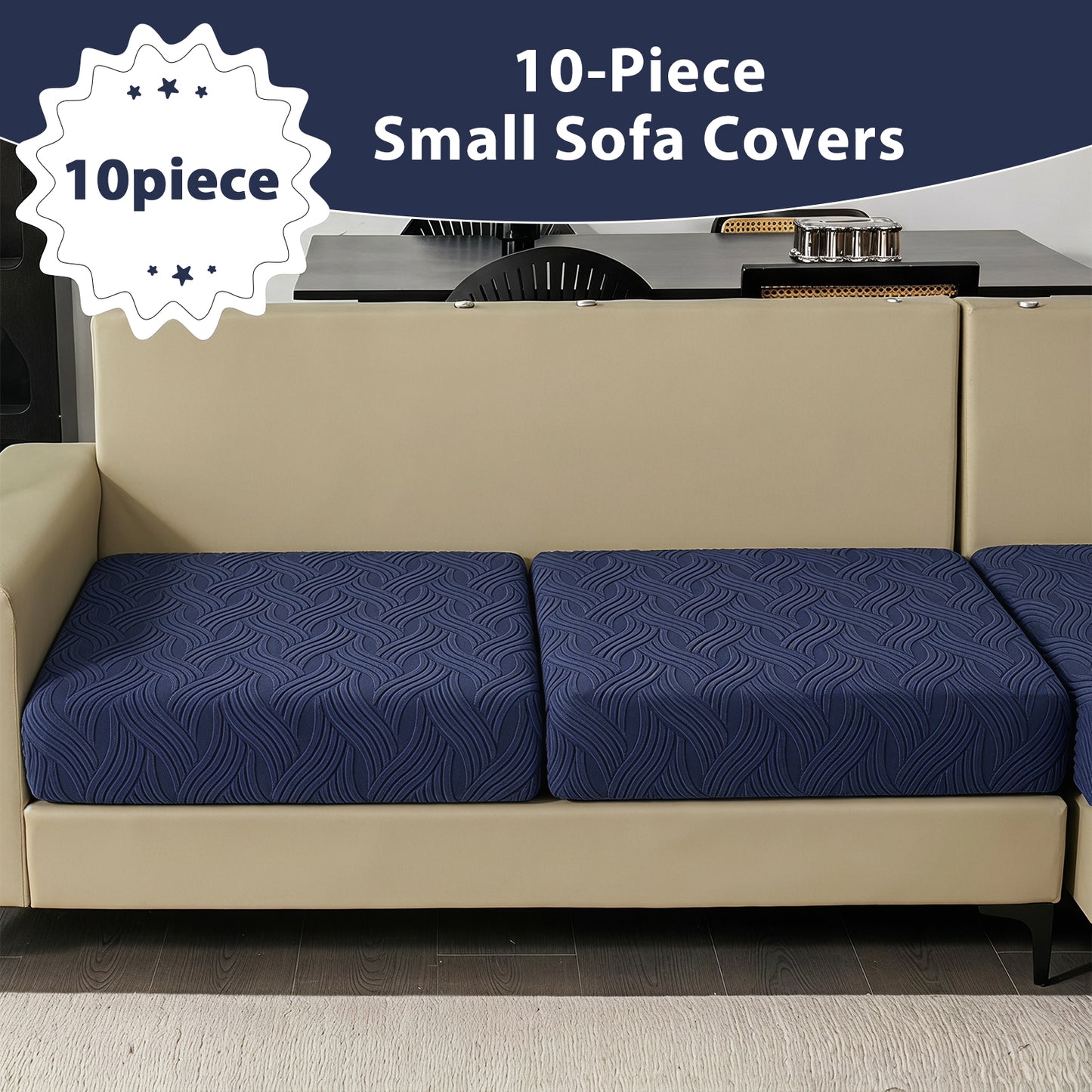 HEBE Stretch Patio Cushion Covers Set 10pcs,Waterproof Outdoor Couch Covers Replacement