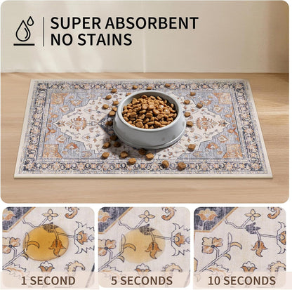Washable Pet Bowl Mats Boho Non-Slip Feeding Mat
