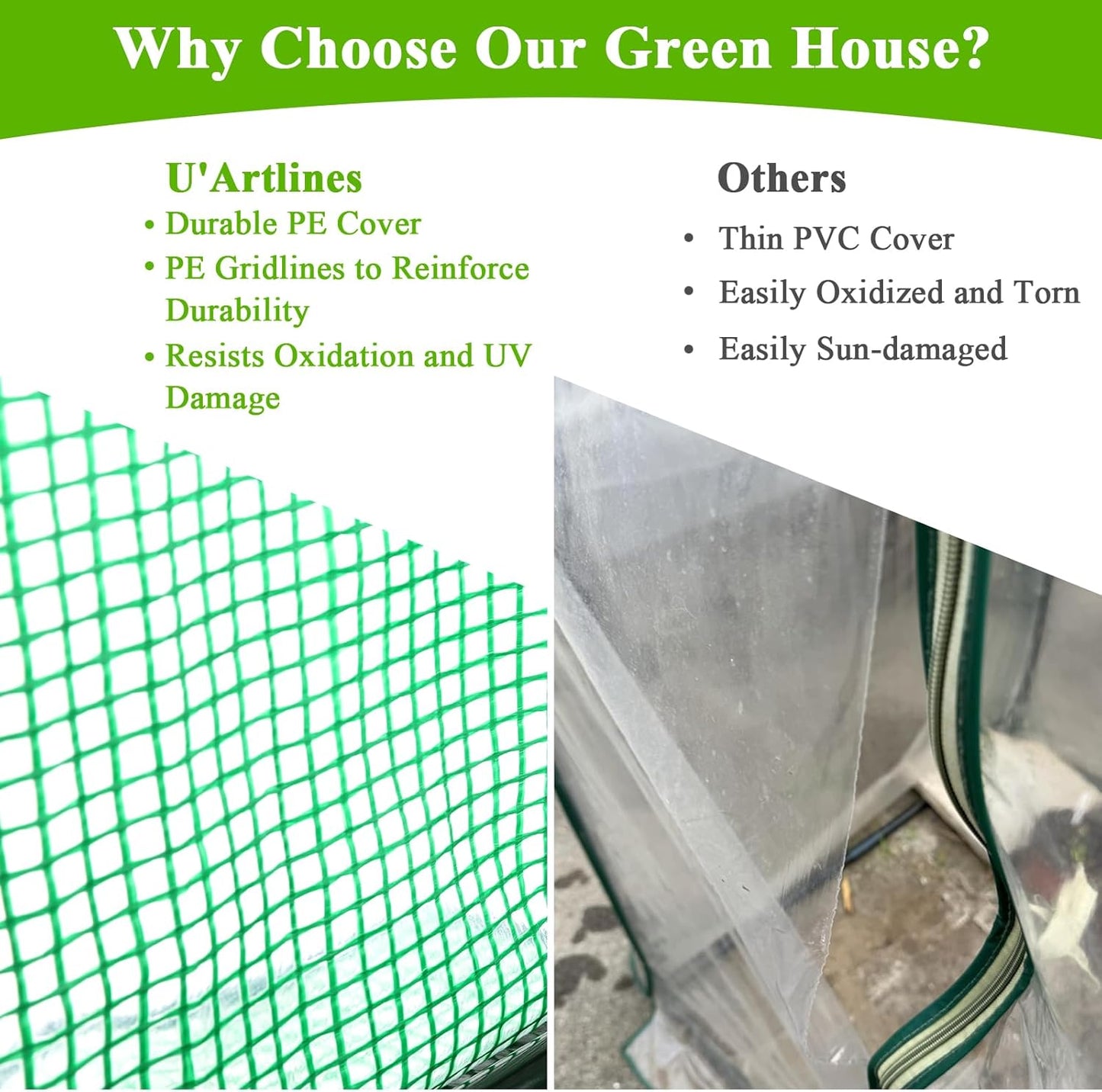 Portable Mini Greenhouse Small Green House with Waterproof Pad  Plant Cover Tent for Garden Small Plants Indoor Outdoor, Green PE