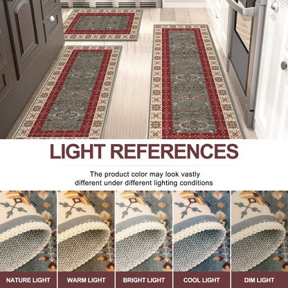Kitchen Rug Set 3Pcs, Boho Rug Sets Non Slip Washable for Floor Thick Farmhouse Kitchen Decor Runner Rugs