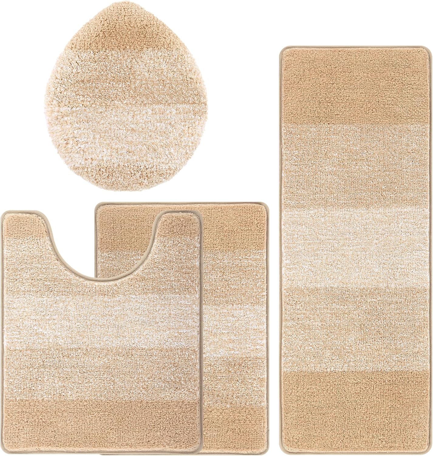 Bath Rug Sets 4 Piece, Soft Absorbent Microfiber Bathroom Rugs with Contour Rug and Lid Cover