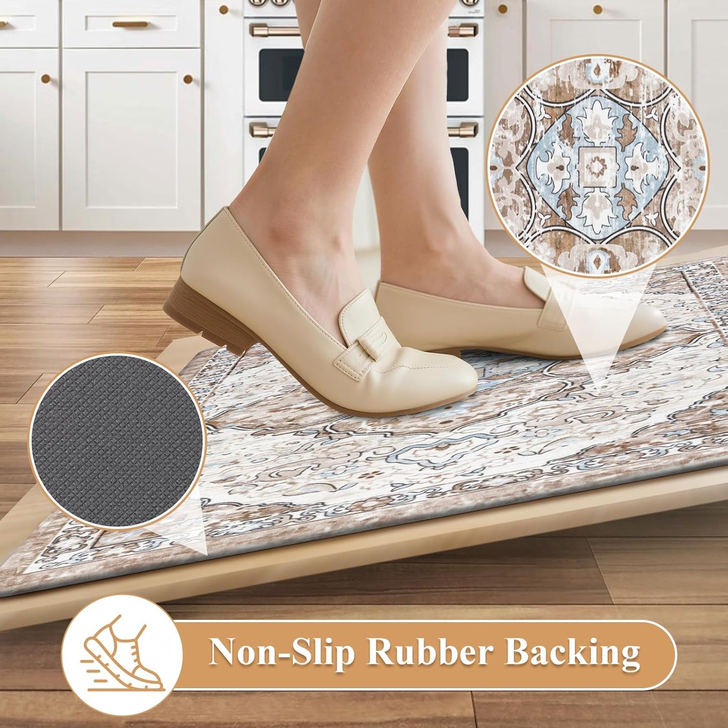 Anti Fatigue Kitchen Rugs Sets of 2 Cushioned Kitchen Mats for Floor Waterproof Kitchen Mat Set Non Slip Comfort Standing Mat for Kitchen, Office, Sink, Laundry