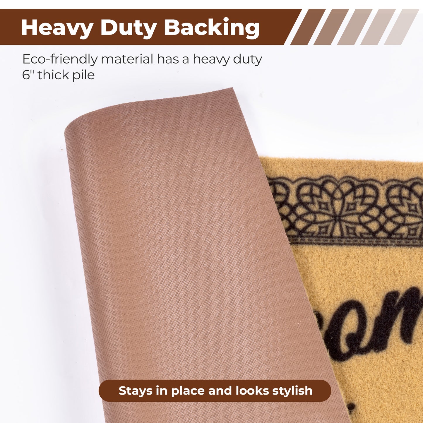 Synthetic Coco Coir Welcome Mat with Heavy Duty Backing, Anti-Slip Coconut Door Mat Outside Entrance, Welcome Doormat for Front Door, Porch, Entry, Patio, Garden, Garage, Mudroom