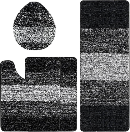 Bath Rug Sets 4 Piece, Soft Absorbent Microfiber Bathroom Rugs with Contour Rug and Lid Cover