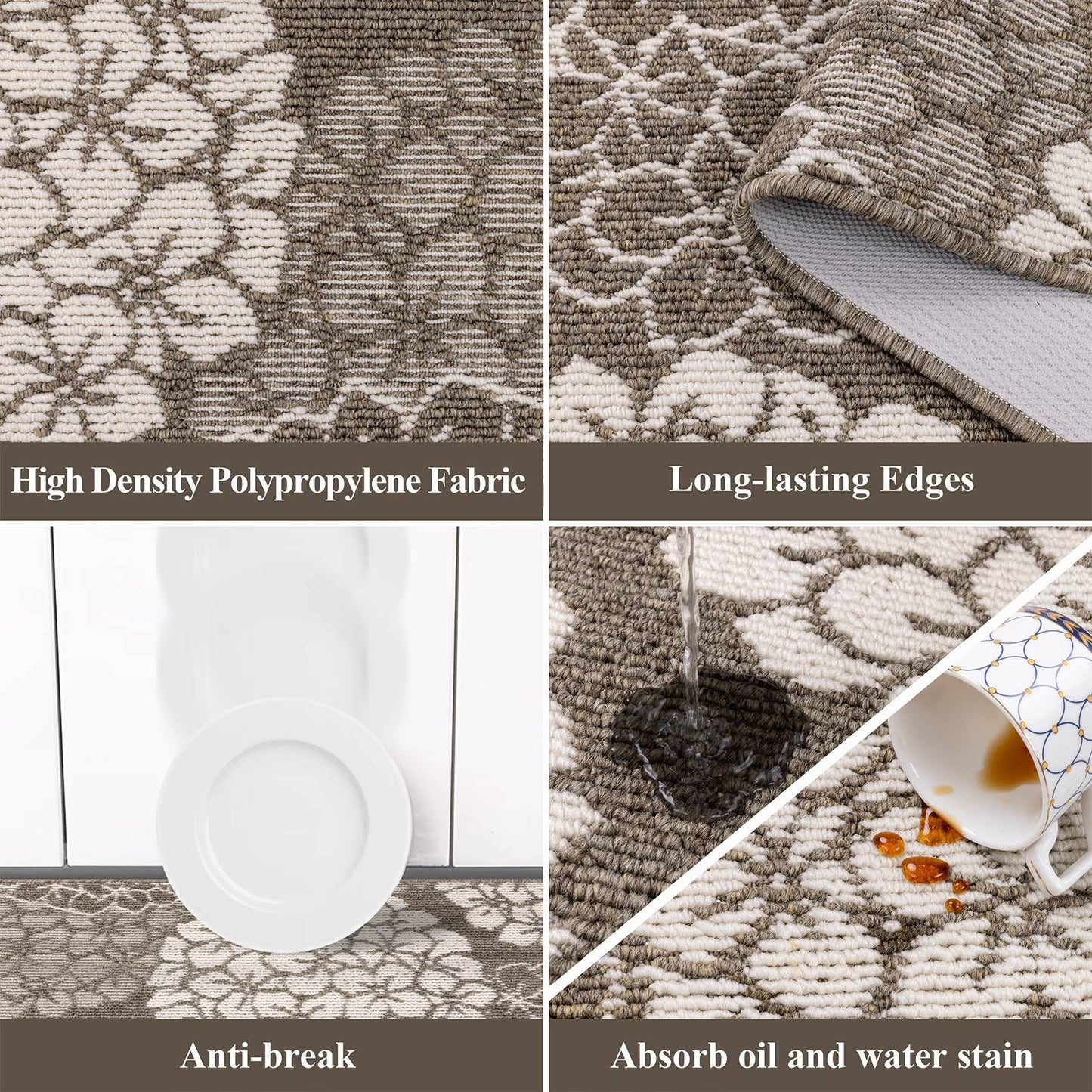 Kitchen Rugs and Mats Set of 3 Non Skid Washable Absorbent Laundry Floor Mat