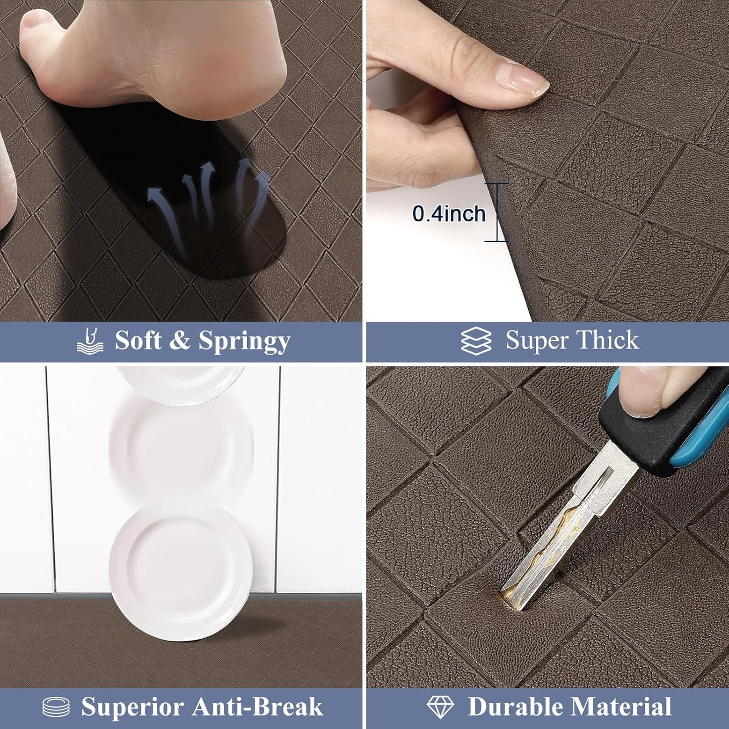 Anti Fatigue 3 Piece Waterproof Kitchen Mats - Non Slip Comfort Standing Mat Runner for Home Office, Sink, Laundry