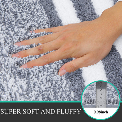 HEBE Bathroom Rugs Sets 3 Piece Bathroom Shower Rugs with U-Shaped Contour Toilet Mat Absorbent Microfiber Plush Bath Mats Non Slip Bath Rugs Machine Washable Shaggy Bath Mat Set, Dark Grey