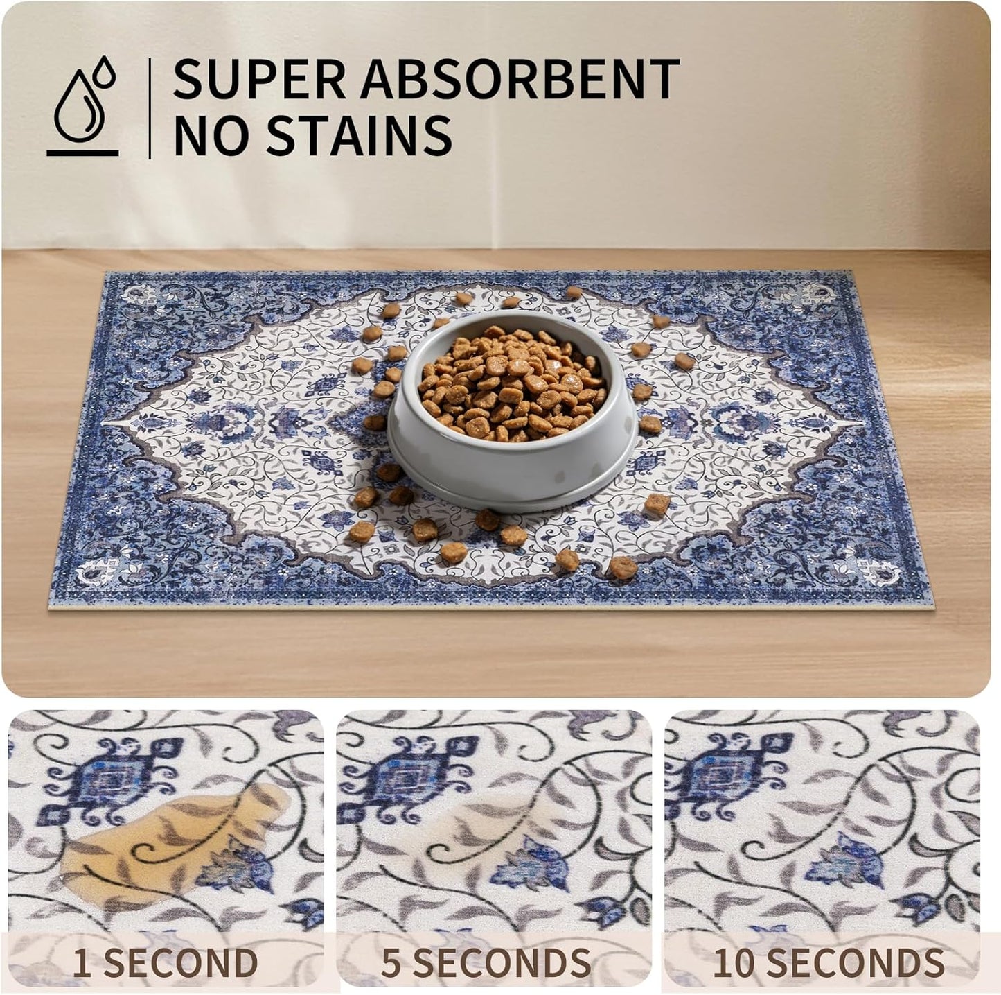 Washable Pet Bowl Mats Boho Non-Slip Feeding Mat