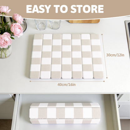 HEBE Stone Drying Mat for Kitchen Counter, Foldable Ultra Absorbent Stone Drying Mat