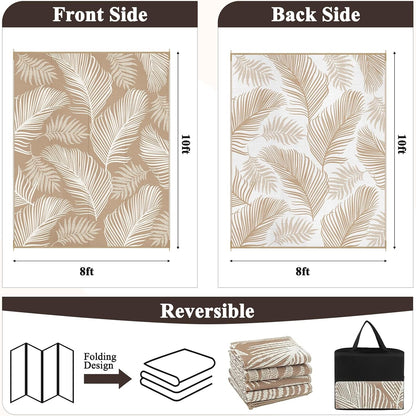Waterproof Outdoor Rug  Reversible Plastic Straw Patio Camping Rug, Indoor Outdoor RV Mat Carpet for Deck, Camper, Porch, Balcony, Backyard, Picnic