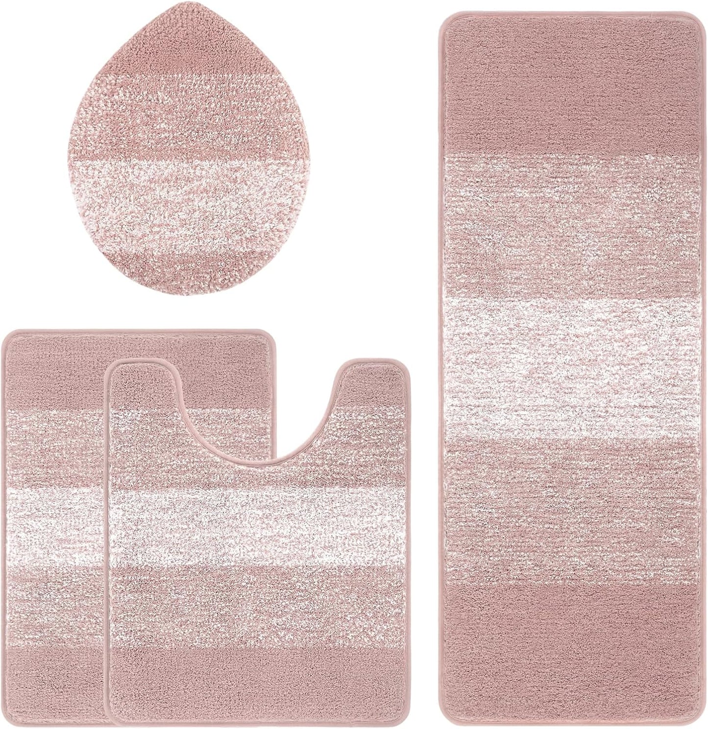 Bath Rug Sets 4 Piece, Soft Absorbent Microfiber Bathroom Rugs with Contour Rug and Lid Cover