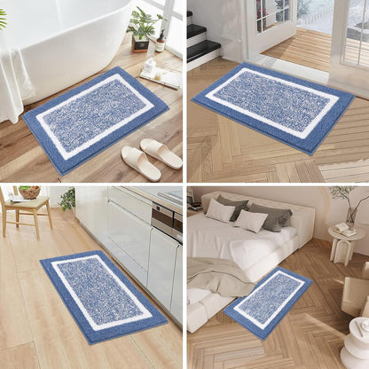 HEBE Bathroom Rug Mat Set 3 Piece, Microfiber Shaggy Bath Mat Set