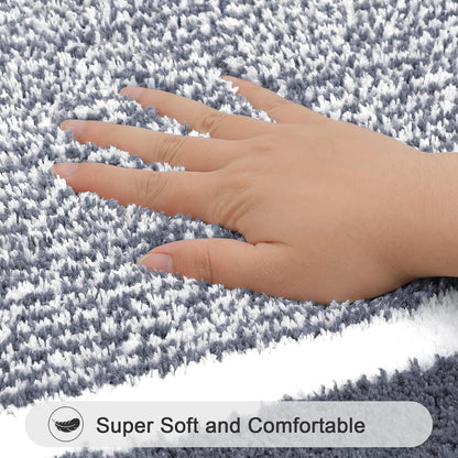 Bathroom Rug Set 3 Piece Non Slip Absorbent Bath Mats Set Microfiber Soft Bathroom Mat Plush Shaggy Bath Rugs Includes U-Shaped Toilet Mat for Bath Floor, Shower