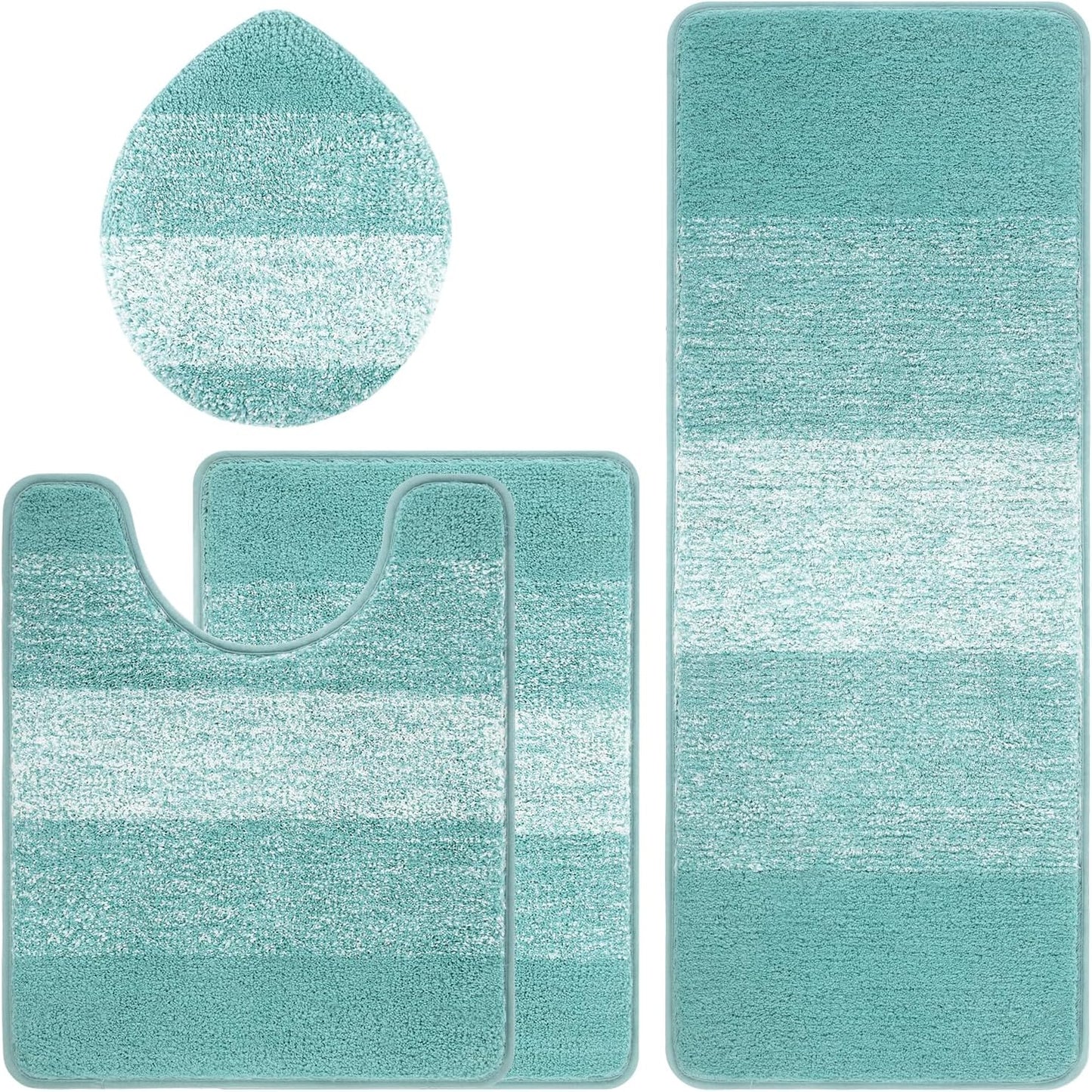 Bath Rug Sets 4 Piece, Soft Absorbent Microfiber Bathroom Rugs with Contour Rug and Lid Cover