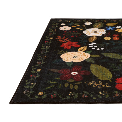 HEBE 5x7 ft Living Room Area Rug Machine Washable Boho Area Rug Non Slip Floral Vintage Low Pile Large Rug for Living Room, Bedroom, Farmhouse, Dining Room, Kids Playroom