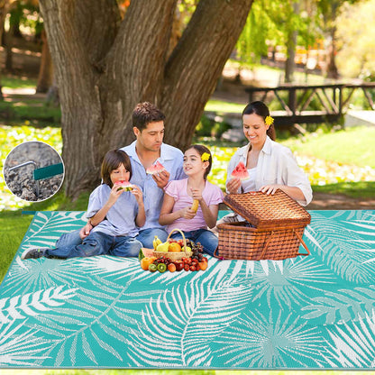 Outdoor Rug for Patio Reversible Plastic Straw Patio Camping Rug