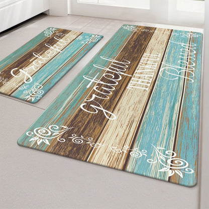 HEBE Farmhouse Kitchen Rug Set of 2, Non-Slip Anti-Fatigue Waterproof Cushioned Mat for Kitchen, Dining & Laundry Room, 18"x30"+18"x48"