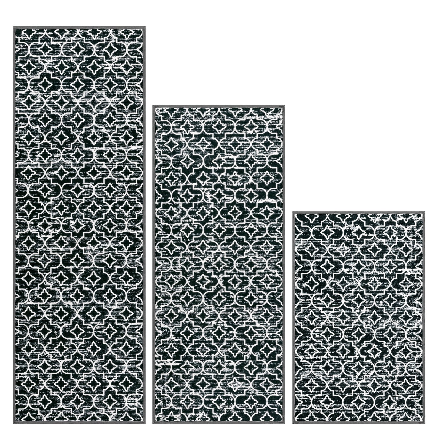 HEBE Kitchen Rug Set 3 Piece, Non Slip Machine Washable Mats for Home Floor and Living Room