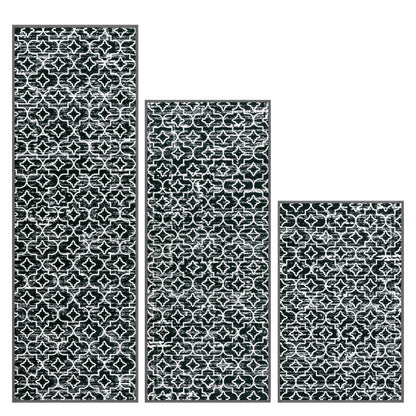 HEBE Kitchen Rug Set 3 Piece, Non Slip Machine Washable Mats for Home Floor and Living Room