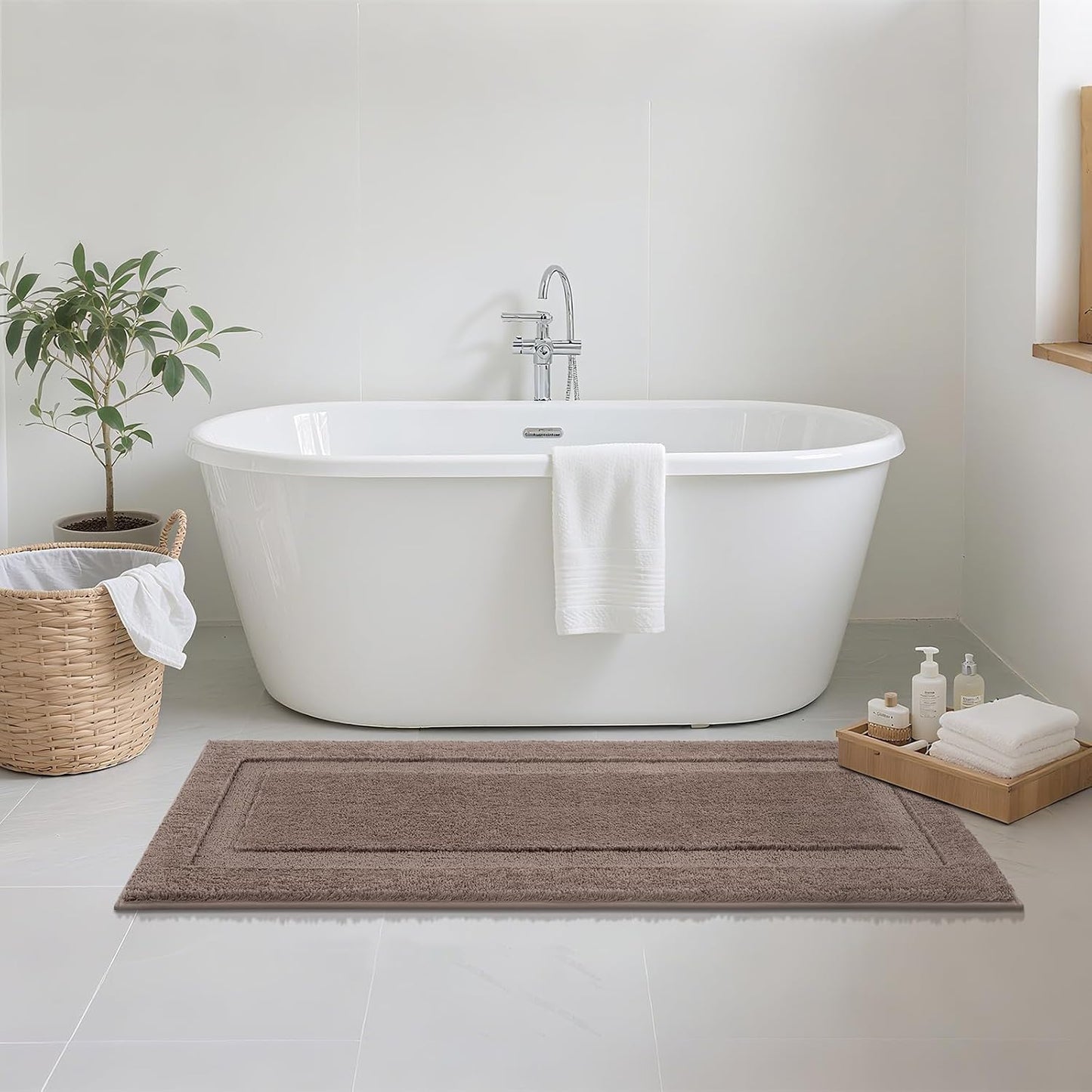 Bathroom Rugs Sets 2 Pieces Absorbent Non Slip Washable Shaggy Bath Mats Solid