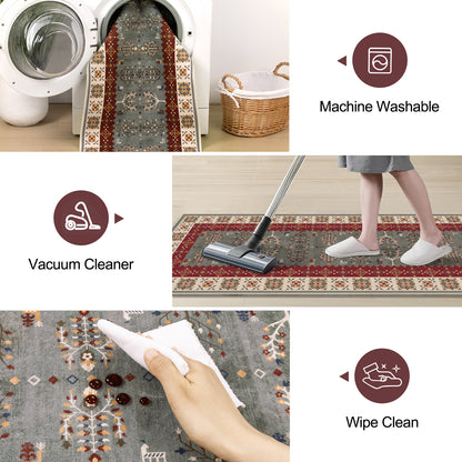 Kitchen Rug Set 3Pcs, Boho Rug Sets Non Slip Washable for Floor Thick Farmhouse Kitchen Decor Runner Rugs