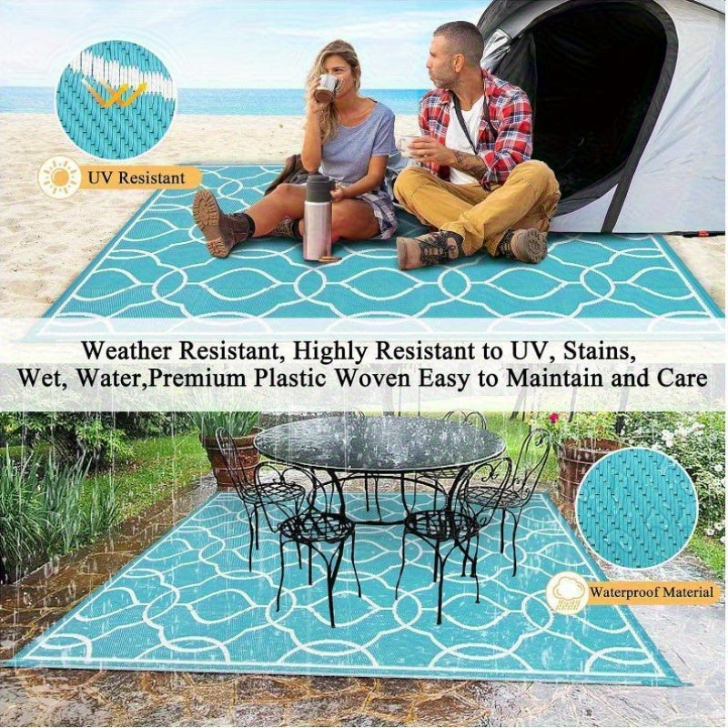 Outdoor Rug Waterproof, Reversible Plastic Straw Rug RV Camping Rug, Indoor Outdoor Patio Mat, Outside Carpet For Porch,Deck,Camper,Balcony,Backyard,Picnic