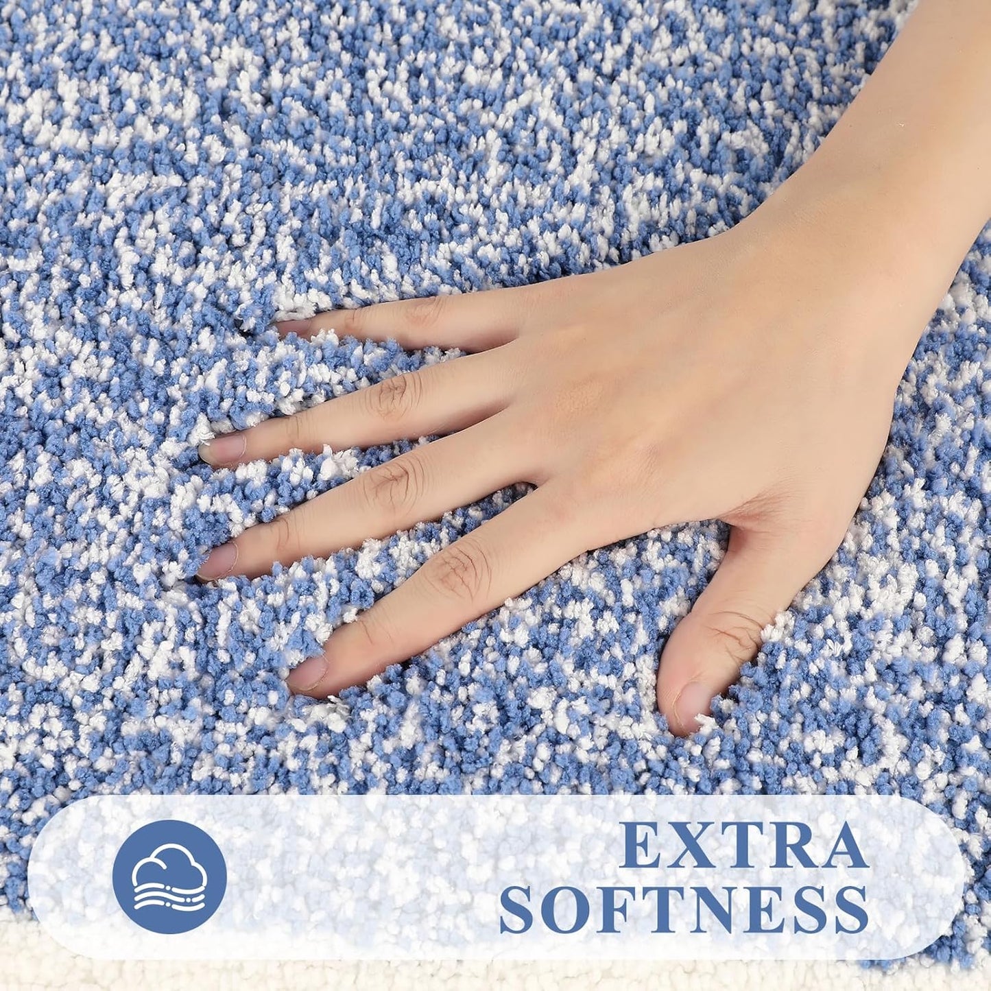HEBE Bathroom Rug Mat Set 3 Piece, Microfiber Shaggy Bath Mat Set