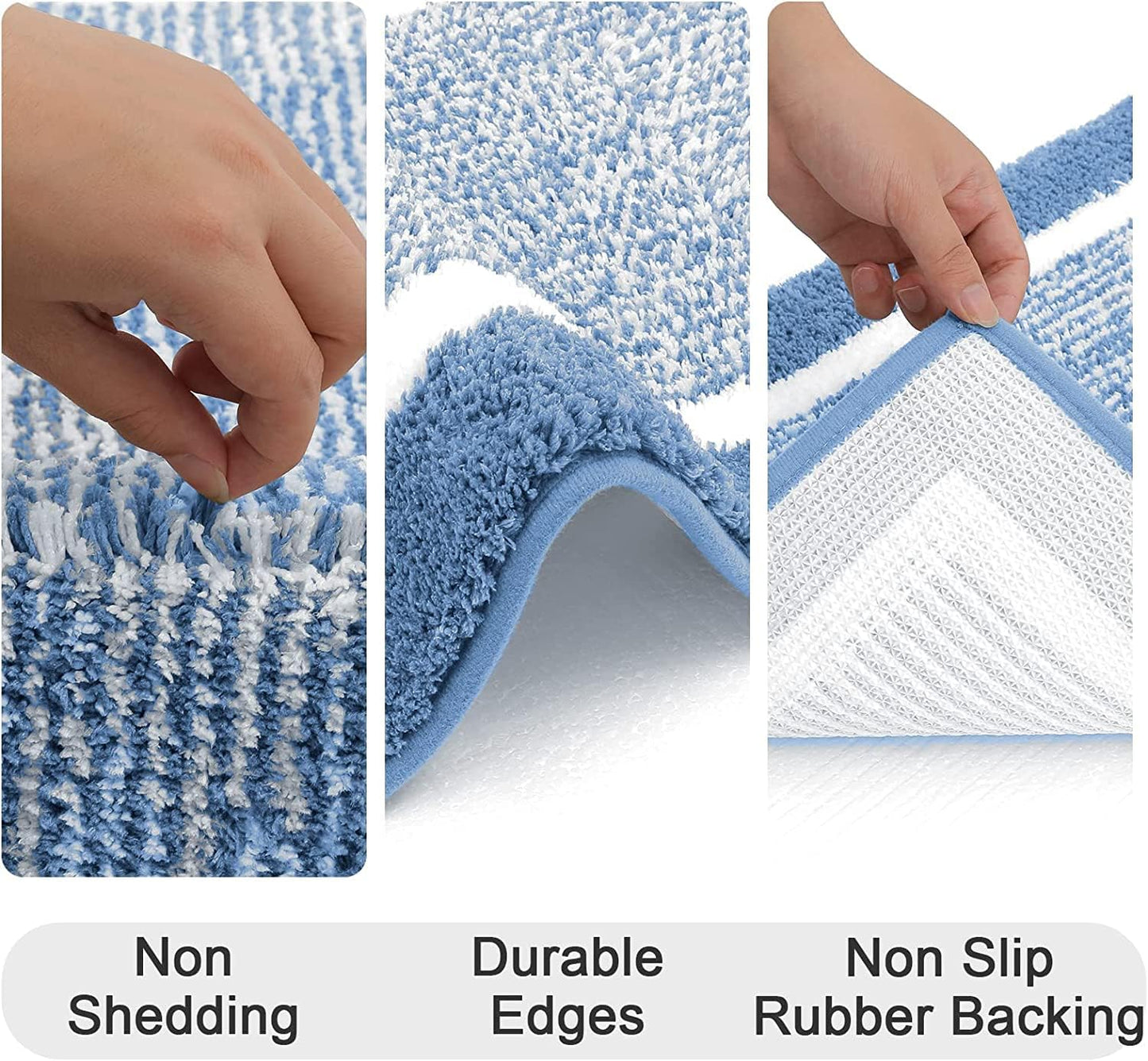 2 Piece Bath Rugs Bath Mat Set Shaggy Bathroom Mat Rug Set Non Slip Absorbent Bath Mat for Bathroom Extra Soft Machine Washable Bathroom Floor Mats