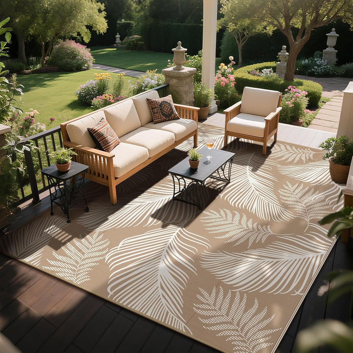 Waterproof Outdoor Rug  Reversible Plastic Straw Patio Camping Rug, Indoor Outdoor RV Mat Carpet for Deck, Camper, Porch, Balcony, Backyard, Picnic