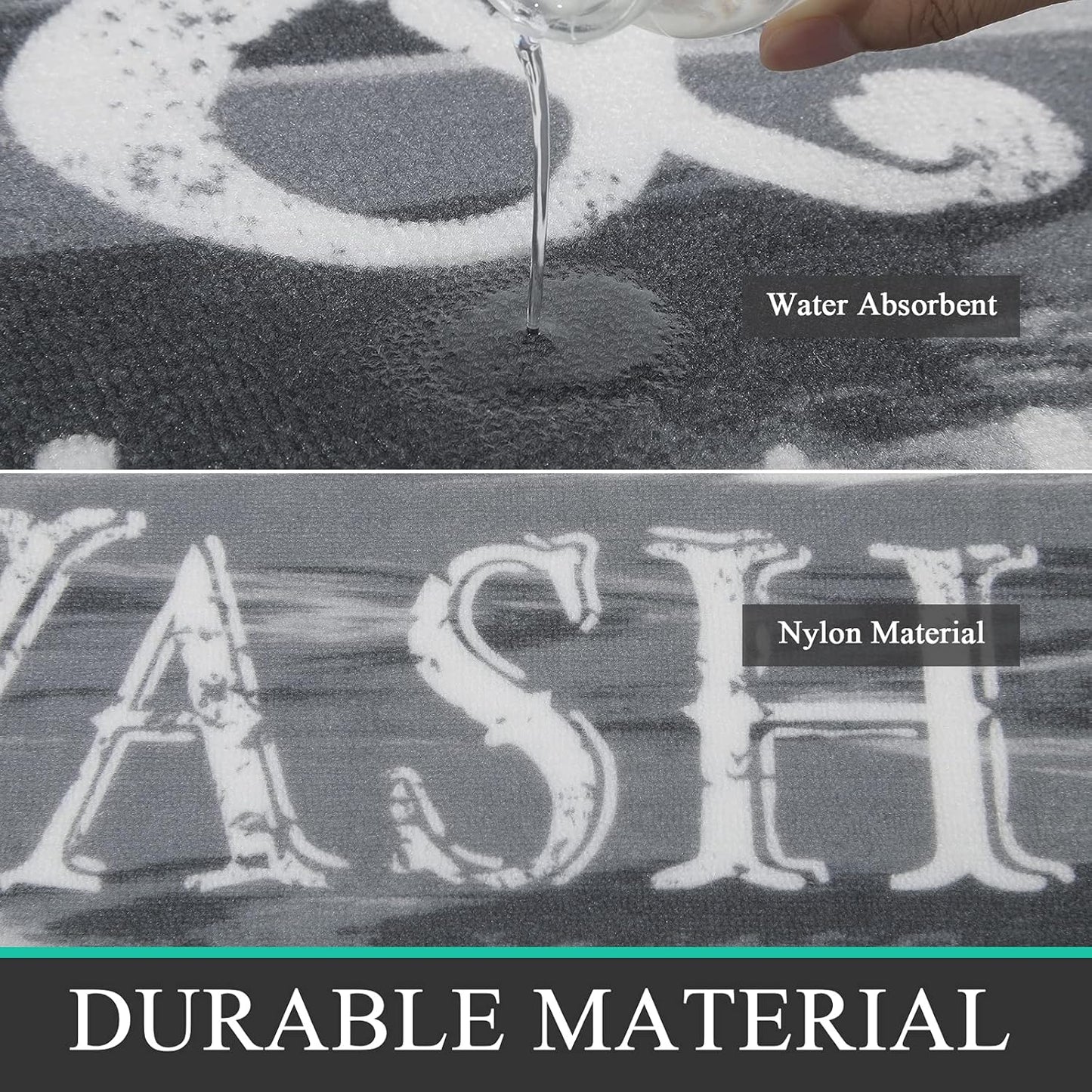 Laundry Room Rug 2'x6' Light Gray Farmhouse Laundry Rug Runner Non Slip Laundry Area Rug Kitchen Floor Mat Washable Runner Rug for Laundry Room Entryway Rug Runner