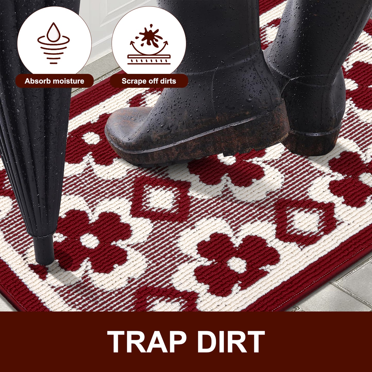 HEBE High-low Pile Non-slip Kitchen Mat Runner Rug (Set of 2--20"x32"+20"x60")
